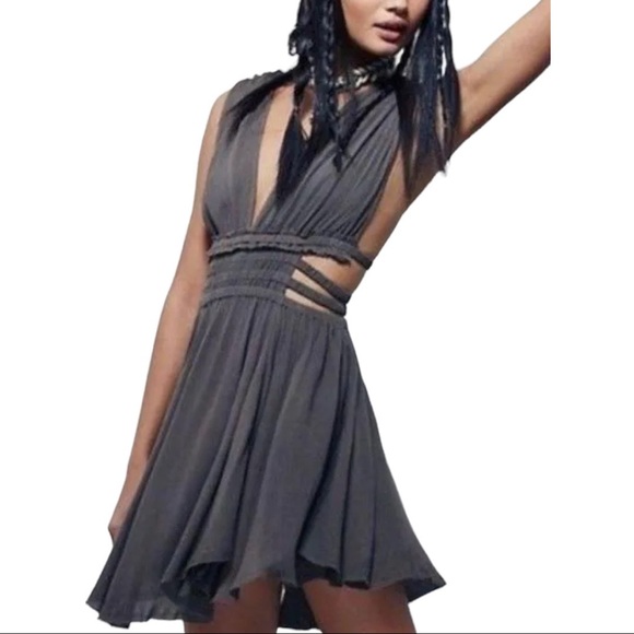 Free People Dresses & Skirts - Free People Feel The Flava Olive Green Khaki Grecian Gauzy Asymmetrical Dress